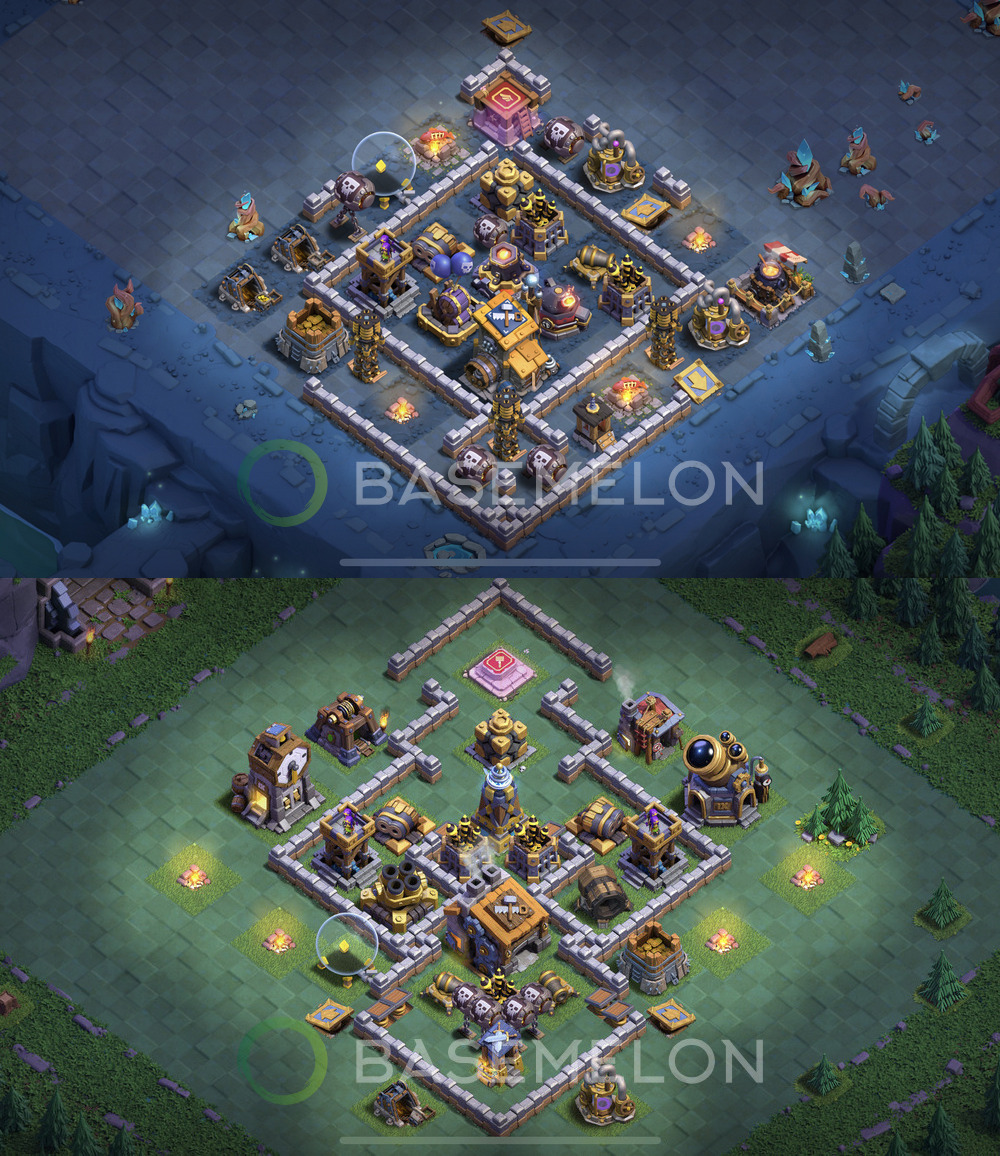 Builder Hall Level 9 Trophy/Defense Base Design 2024, Anti 2 Stars, Layout #123