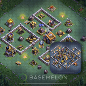 Builder Hall Level 9 Trophy/Defense Base Design, Anti 3 Stars, Layout #27