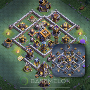 Builder Hall Level 9 Trophy/Defense Base Design, Anti Everything, Layout #3
