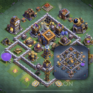 Builder Hall Level 9 Trophy/Defense Base Design, Unbeatable, Layout #41