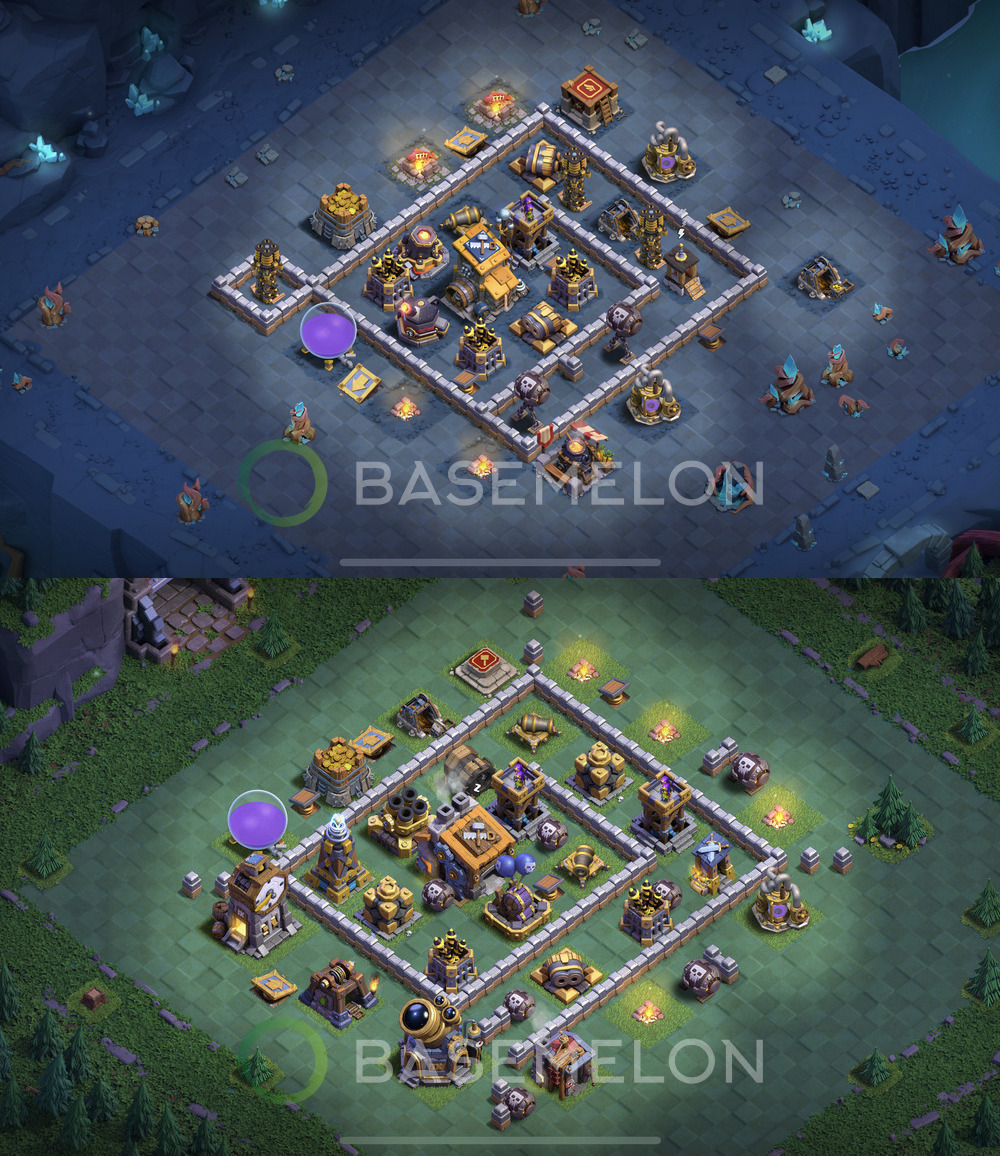 Builder Hall Level 9 Trophy/Defense Base Design 2024, Max Levels, Layout #48