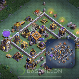 Builder Hall Level 9 Trophy/Defense Base Design, Max Levels, Layout #48