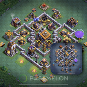 Builder Hall Level 9 Trophy/Defense Base Design, Anti Everything, Layout #85