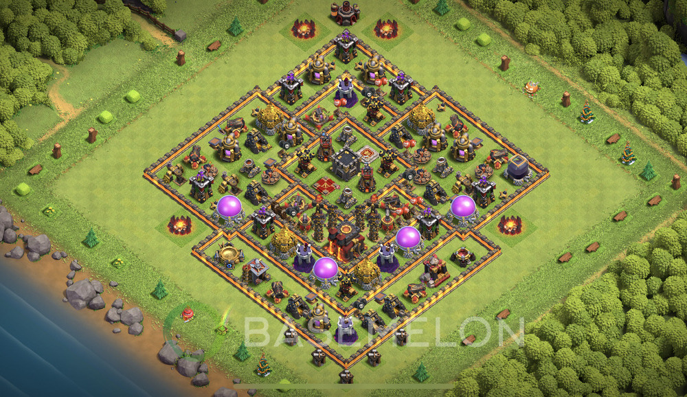 Town Hall Level 10 Trophy/Defense Base Design 2024, Anti Everything, Hybrid, Layout #1011