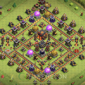 Town Hall Level 10 Trophy/Defense Base Design 2025, Anti 2 Stars, Hybrid, Layout #1014