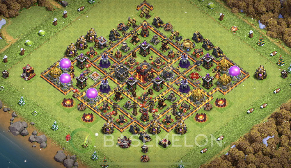 Town Hall Level 10 Trophy/Defense Base Design 2024, Anti 2 Stars, Layout #1056