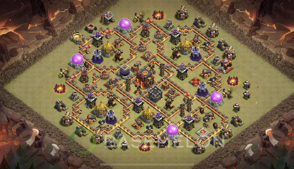 Town Hall Level 10 War Base Design 2025, Anti Everything, Layout #1076