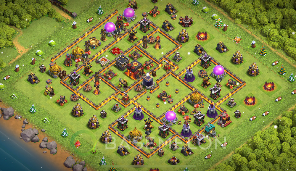 Town Hall Level 10 Trophy/Defense Base Design 2025, Hybrid, Layout #1130