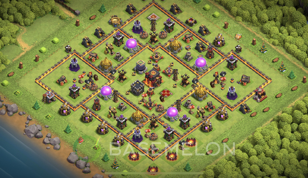 Town Hall Level 10 Trophy/Defense Base Design 2024, Anti 2 Stars, Hybrid, Layout #1164