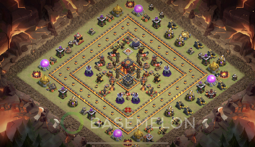 Town Hall Level 10 War Base Design 2025, Max Levels, Anti Air, Layout #1195