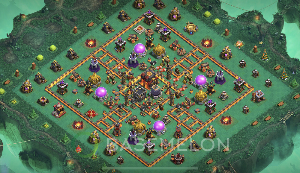 Town Hall Level 10 Trophy/Defense Base Design 2025, Anti Everything, Hybrid, Layout #1202