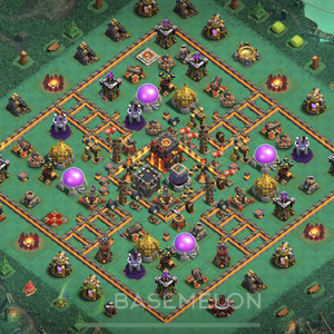 Town Hall Level 10 Trophy/Defense Base Design 2025, Anti Everything, Hybrid, Layout #1202