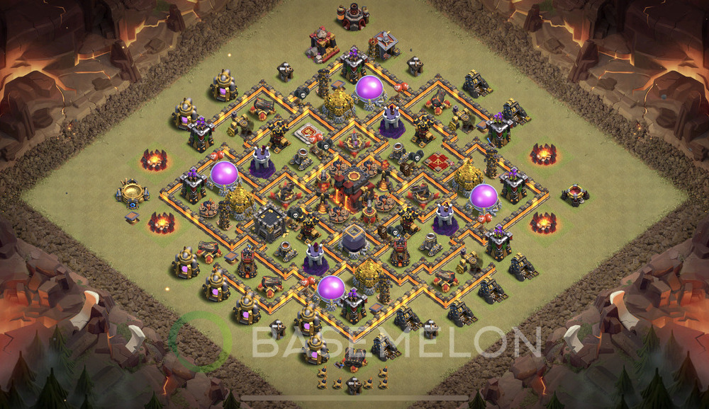 Town Hall Level 10 War Base Design 2025, Anti 2 Stars, Hybrid, Layout #1213