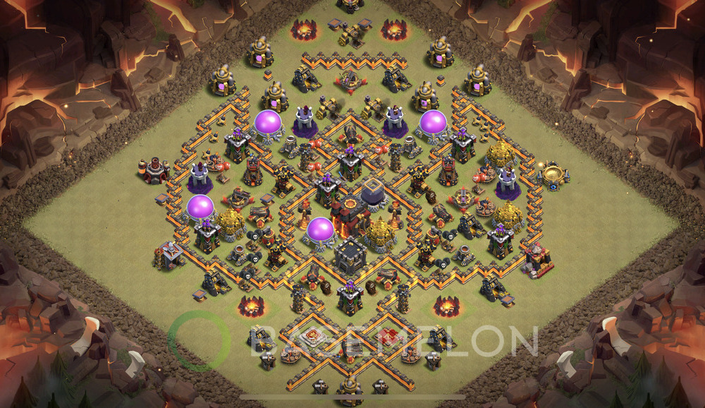 Town Hall Level 10 War Base Design 2025, Anti 2 Stars, Hybrid, Layout #1216