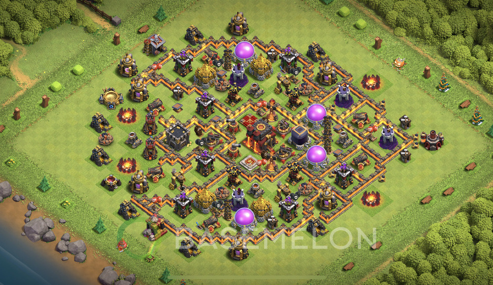 Town Hall Level 10 Trophy/Defense Base Design 2025, Max Levels, Anti Everything, Layout #1220