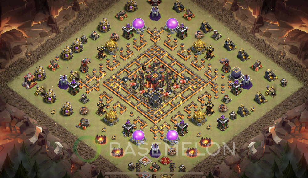 Town Hall Level 10 War Base Design 2025, Anti Everything, Layout #1254