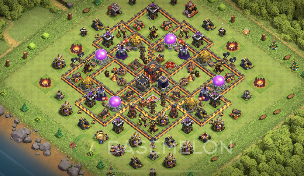 Town Hall Level 10 Trophy/Defense Base Design 2025, Anti 2 Stars, Anti Air, Layout #1259