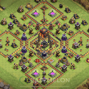 Town Hall Level 10 Trophy/Defense Base Design 2025, Anti 2 Stars, Hybrid, Layout #1298