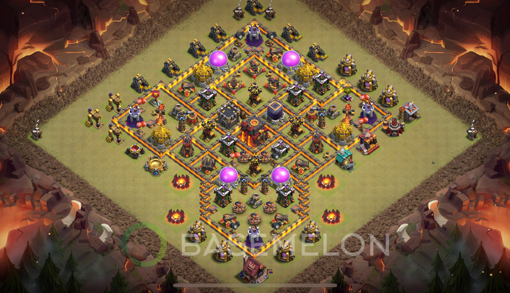 Town Hall Level 10 War Base Design 2025, Anti Air, Hybrid, Layout #1309