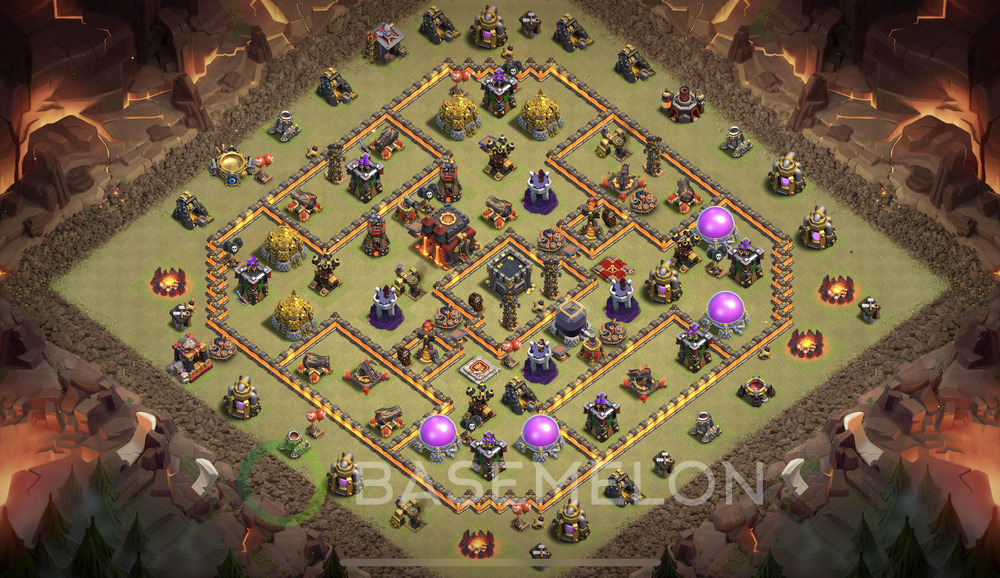 Town Hall Level 10 War Base Design 2025, Anti Everything, Hybrid, Layout #1370