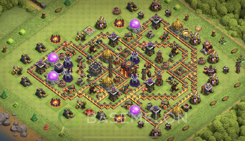 Town Hall Level 10 Trophy/Defense Base Design 2025, Anti Everything, Layout #1386