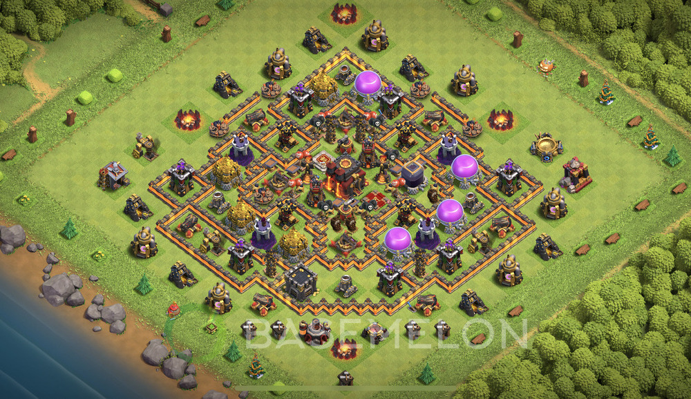 Town Hall Level 10 Farm Base Design 2025, Anti Everything, Hybrid, Layout #1398