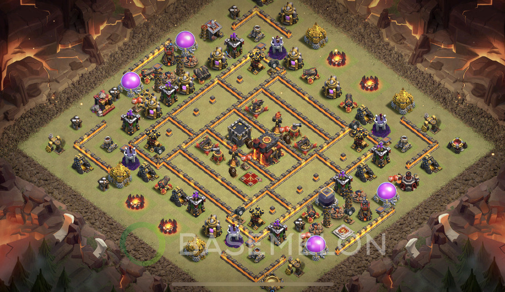 Town Hall Level 10 War Base Design 2025, Anti Everything, Layout #1427