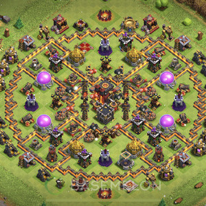 Town Hall Level 10 Trophy/Defense Base Design, Layout #145