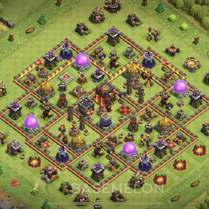 Town Hall Level 10 Trophy/Defense Base Design 2025, Anti 3 Stars, Hybrid, Layout #1452