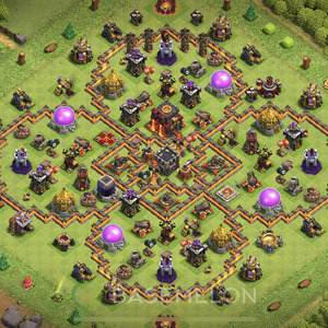 Town Hall Level 10 Trophy/Defense Base Design 2025, Anti 2 Stars, Hybrid, Layout #1477
