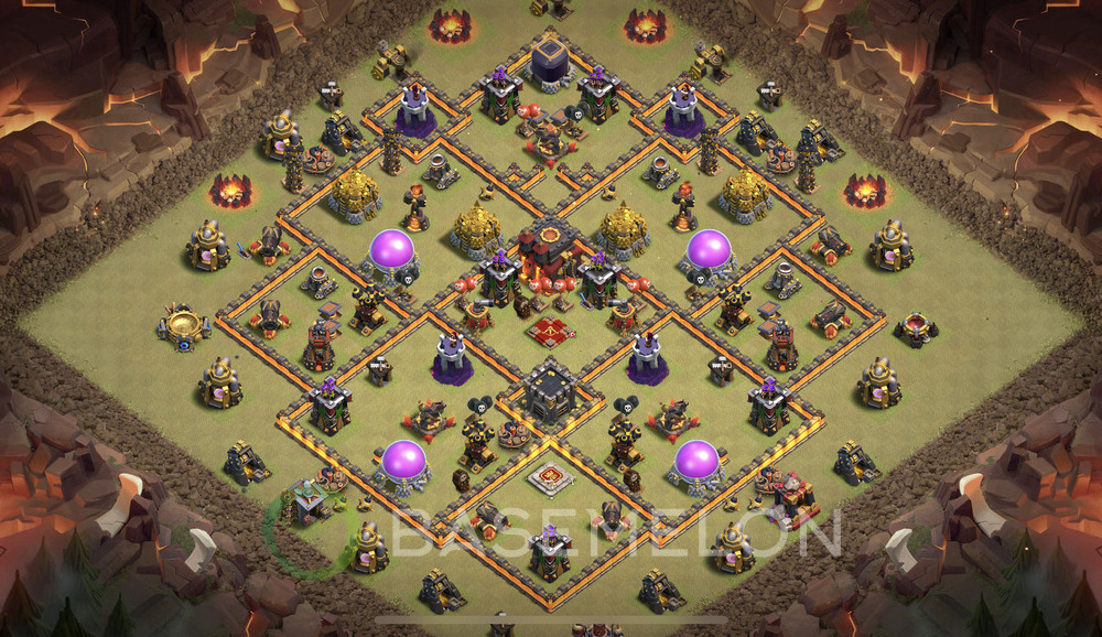 Town Hall Level 10 War Base Design 2025, Anti 3 Stars, Hybrid, Layout #1508