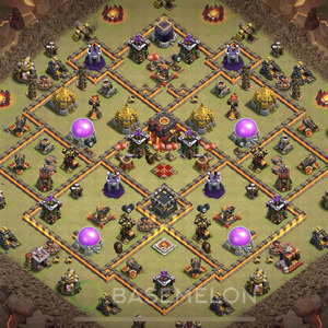 Town Hall Level 10 War Base Design 2025, Anti 3 Stars, Hybrid, Layout #1508