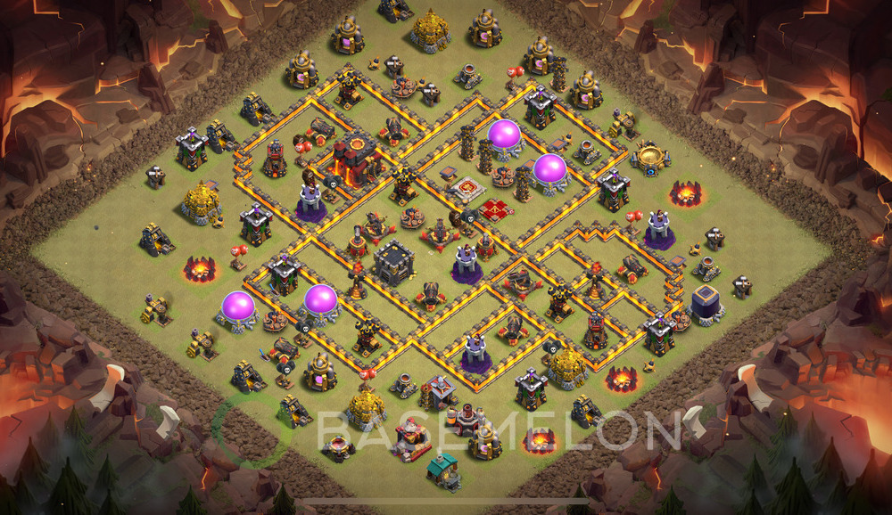 Town Hall Level 10 War Base Design 2025, Anti 3 Stars, Anti Air, Layout #1513