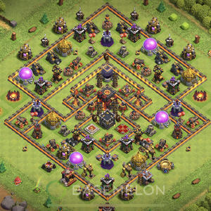 Town Hall Level 10 Trophy/Defense Base Design, Anti Everything, Hybrid, Layout #16