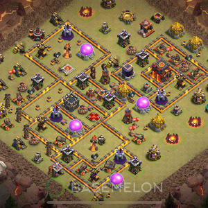 Town Hall Level 10 War Base Design, Anti 3 Stars, Layout #161