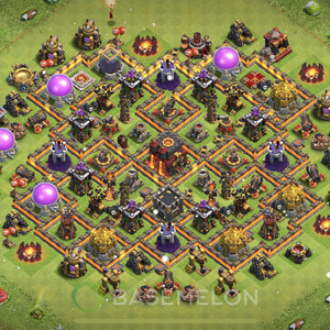 Town Hall Level 10 Trophy/Defense Base Design 2025, Anti 3 Stars, Hybrid, Layout #1654