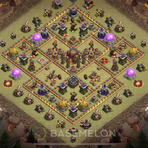 Town Hall Level 10 War Base Design 2025, Max Levels, Hybrid, Layout #1658