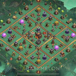 Town Hall Level 10 Trophy/Defense Base Design 2025, Anti Everything, Hybrid, Layout #1700