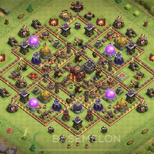 Town Hall Level 10 Trophy/Defense Base Design 2025, Anti Everything, Hybrid, Layout #1730