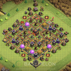 Town Hall Level 10 Trophy/Defense Base Design, Anti 3 Stars, Hybrid, Layout #179