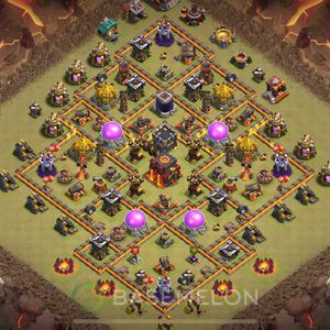 Town Hall Level 10 War Base Design 2025, Anti Air, Hybrid, Layout #1828