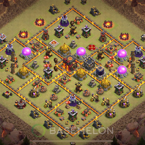 Town Hall Level 10 War Base Design 2025, Max Levels, Hybrid, Layout #1836