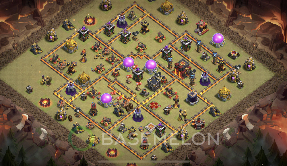 Town Hall Level 10 War Base Design 2025, Max Levels, Anti 3 Stars, Layout #1905