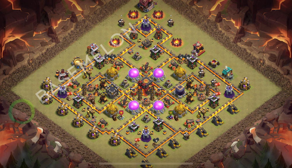 Town Hall Level 10 War Base Design 2025, Max Levels, Hybrid, Layout #2143