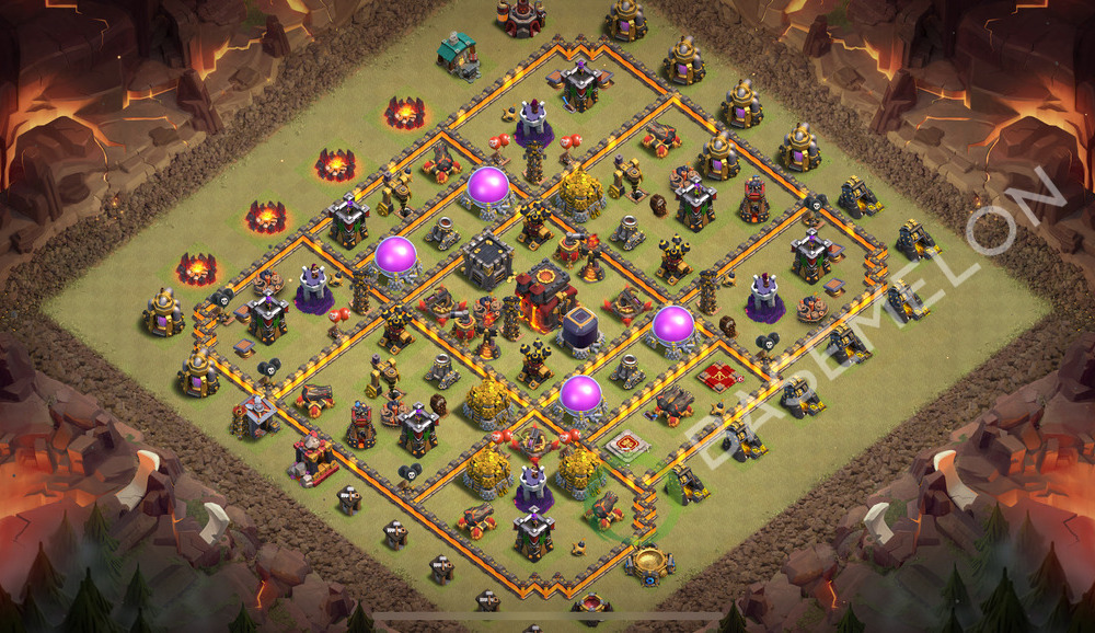 Town Hall Level 10 War Base Design 2025, Anti 2 Stars, Anti Air, Layout #2176