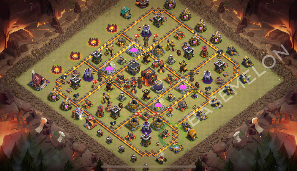 Aldea del Ayuntamiento Nivel 10 para Guerra, Anti 2 Estrellas, Anti Aéreo Diseño 2026, #2176