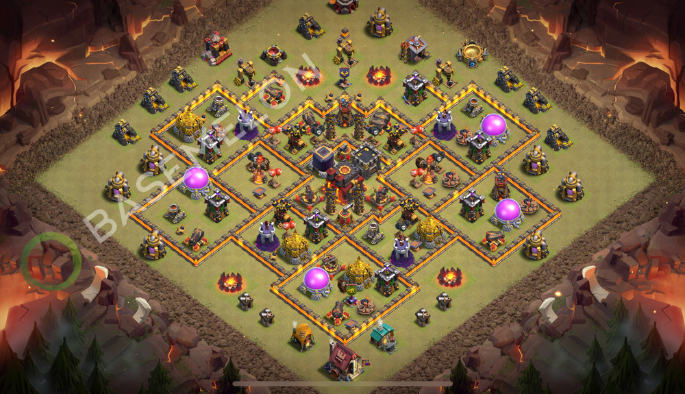 Town Hall Level 10 War Base Design 2025, Anti 3 Stars, Hybrid, Layout #2188
