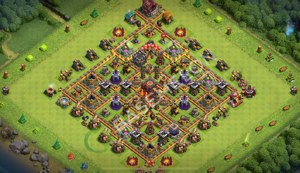 Aldea del Ayuntamiento Nivel 10 para Defensa, Anti 3 Estrellas, Anti Aéreo Diseño 2025, #2192