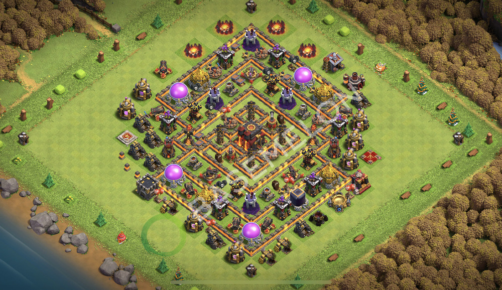 Town Hall Level 10 Trophy/Defense Base Design 2025, Anti 3 Stars, Hybrid, Layout #2331