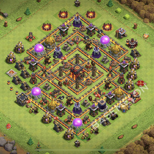 Town Hall Level 10 Trophy/Defense Base Design 2025, Anti 3 Stars, Hybrid, Layout #2331